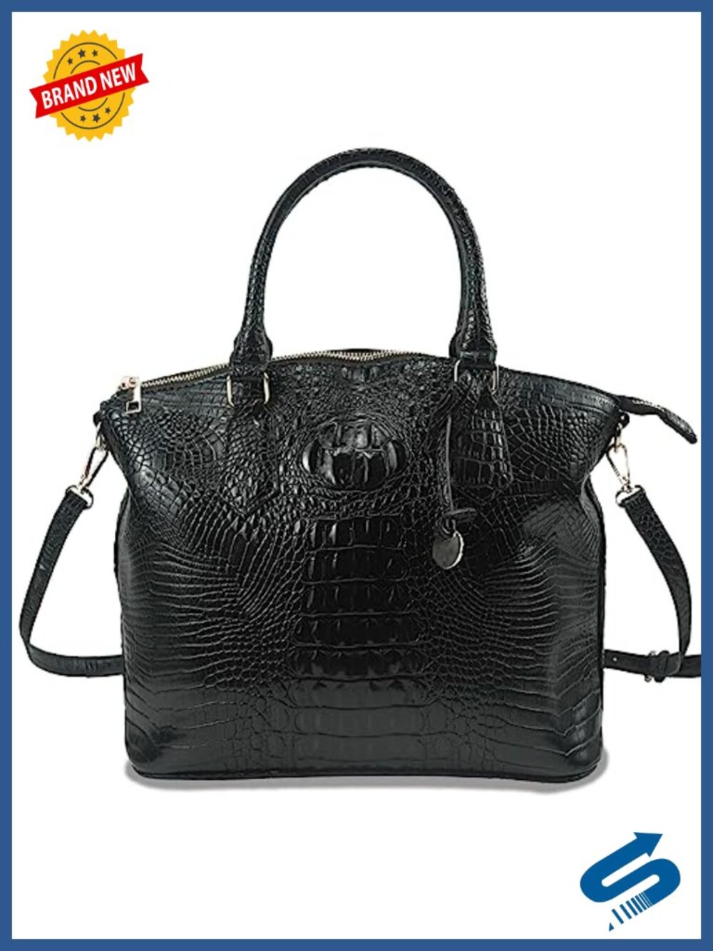 Crocodile Satchel Purse Vegan Leather Tote with Shoulder Strap